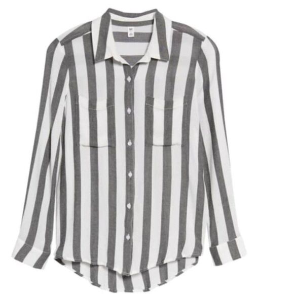 BP "The Perfect Shirt" Striped Button Down - size XS in Black/White - Picture 6 of 16
